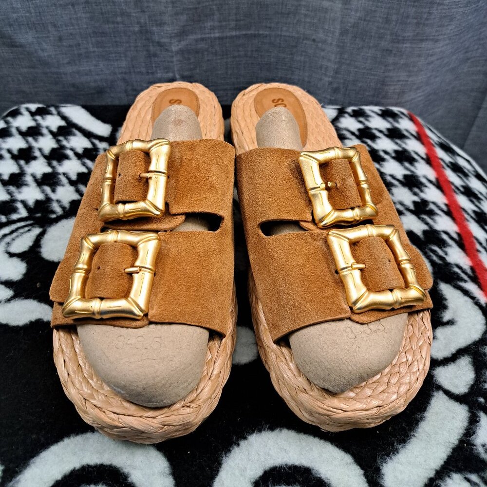 %Size 11B Schutz Sandals Suede Brown Women / D12